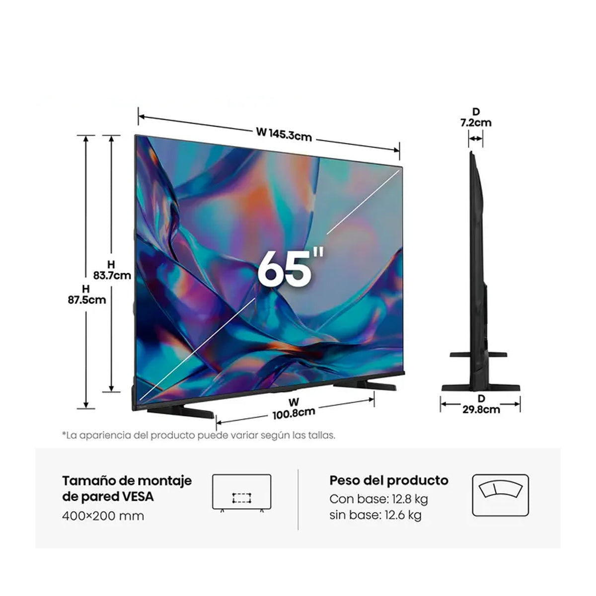 Pantalla QLED Hisense Smart  4K UHD - 65"