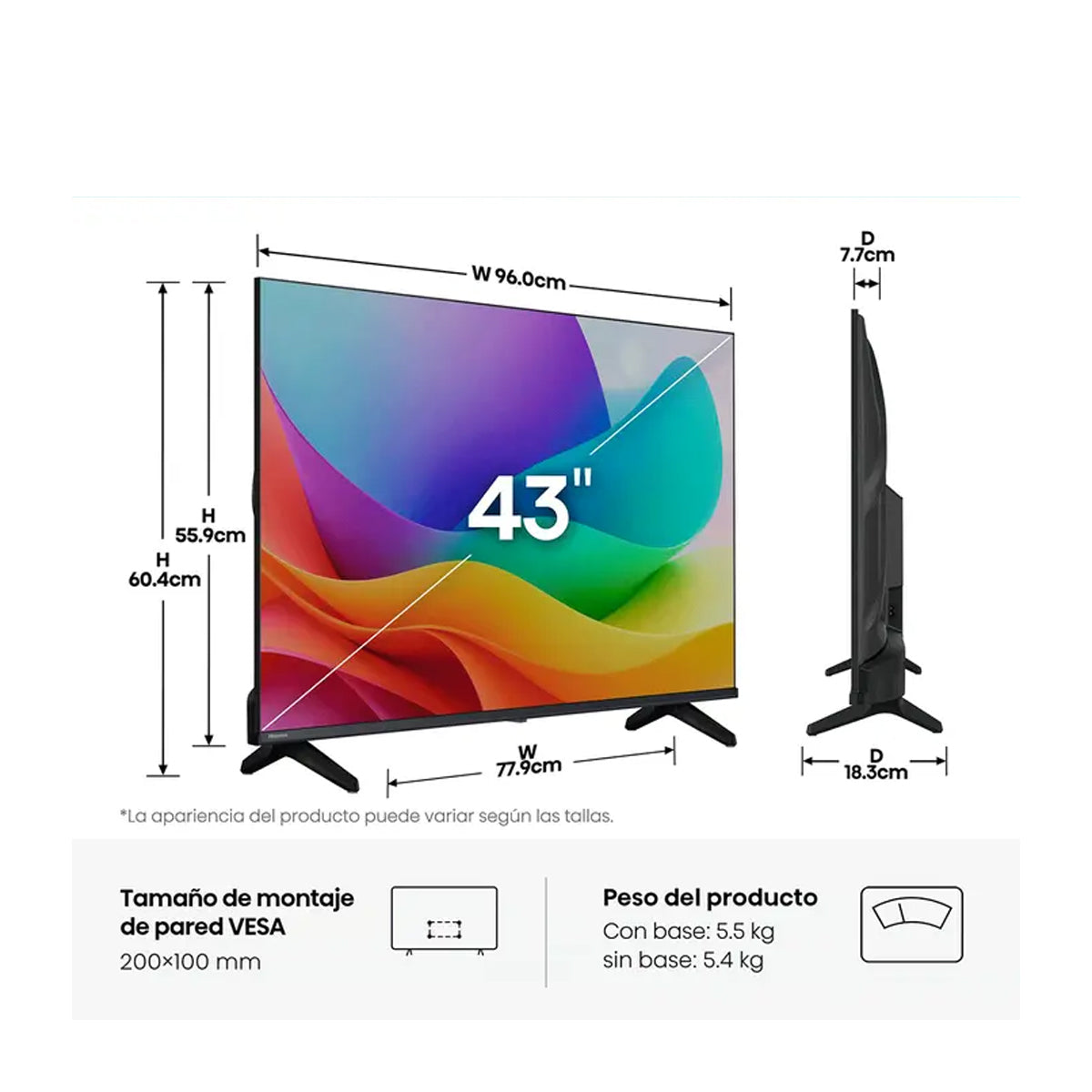 Pantalla QLED Hisense Smart  FHD - 43"