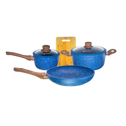 Juego de Ollas Monix Granito Azul- 6 Pzs