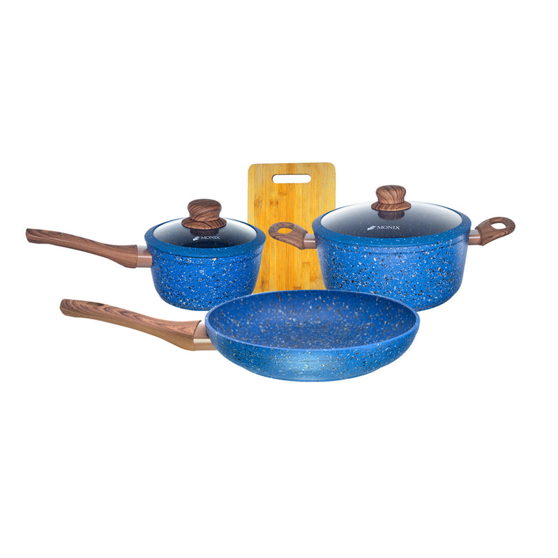 Juego de Ollas Monix Granito Azul- 6 Pzs