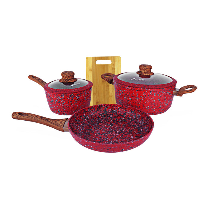 Juego de Ollas Monix Granito Rojo- 6 Pzs