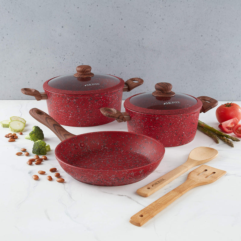 Juego de Ollas Monix   Granito Rojo- 7Pzs