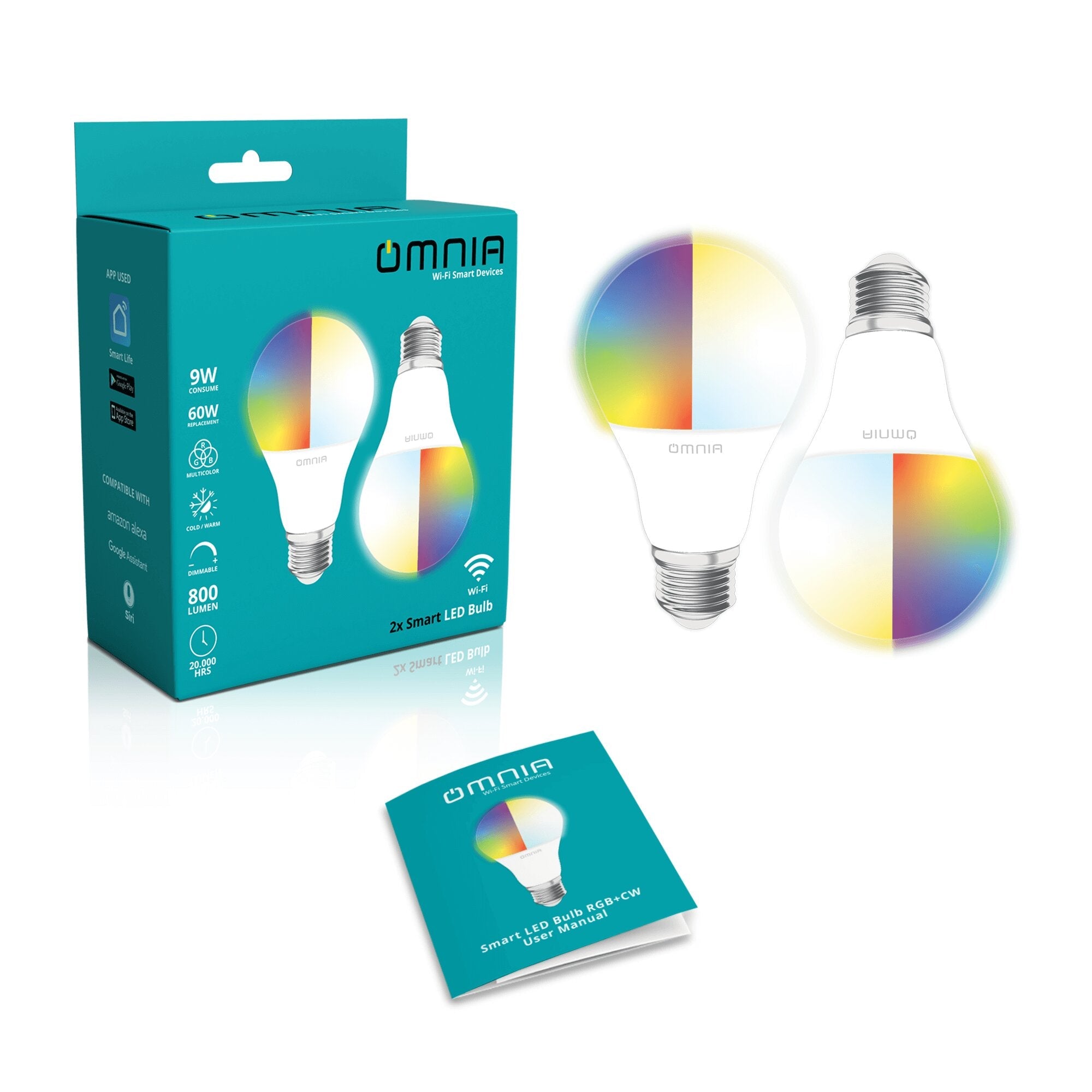 Combo 1: 2 Bombillo Led RGB X2 + 1  Gratis Omnia