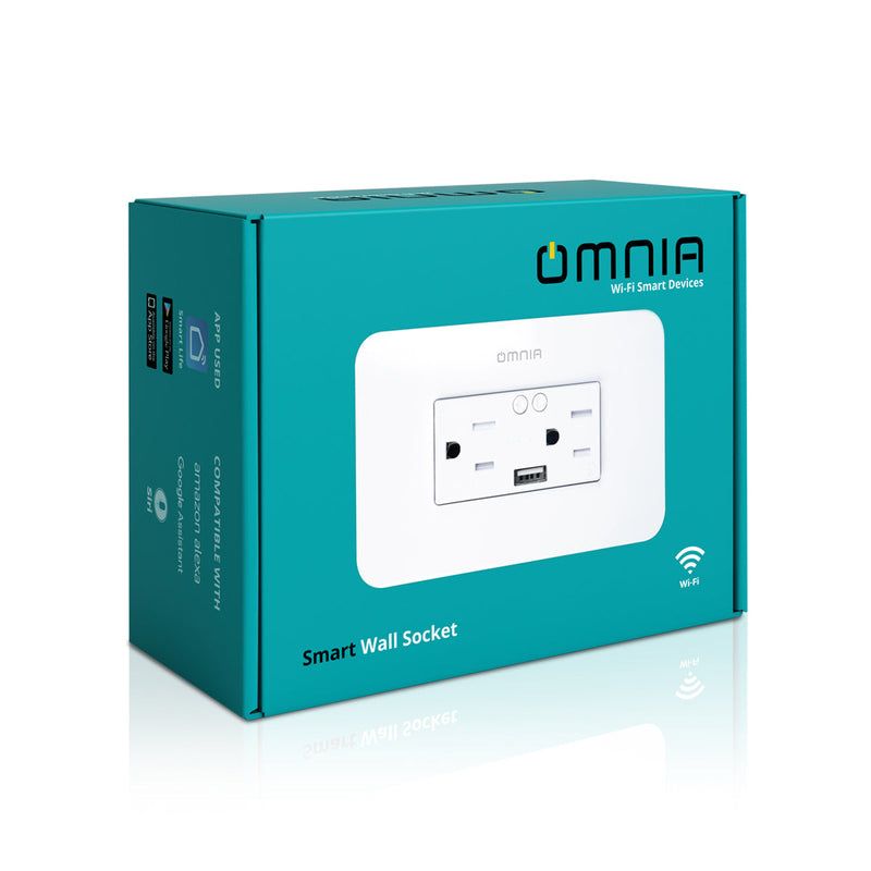 Tomacorriente Omnia Inteligente WiFi con USB.