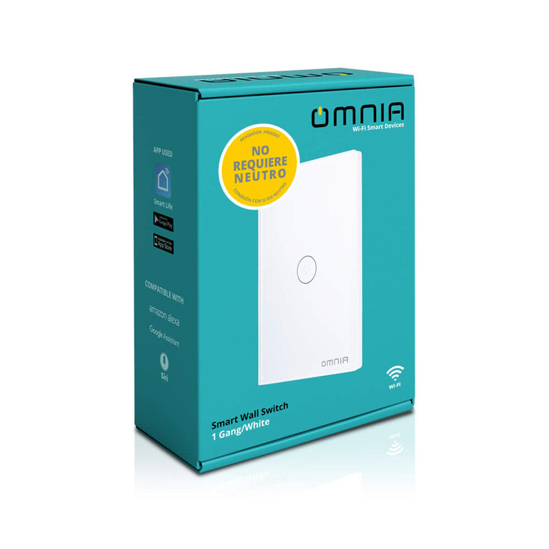 Apagador Inteligente Omnia Híbrido WiFi/RF Blanco- 1 Vía