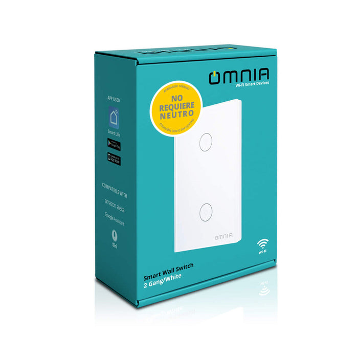 Apagador Inteligente Omnia Híbrido WiFi/RF Blanco- 2 Vías