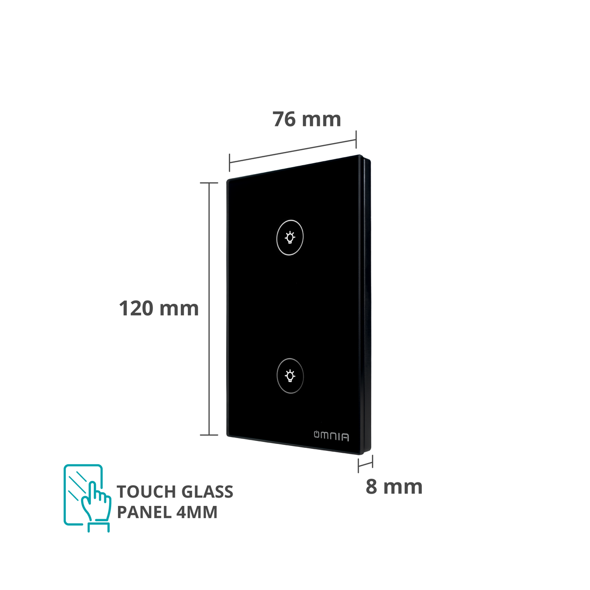 Apagador Inteligente Omnia Híbrido WiFi/RF Negro- 2 Vías
