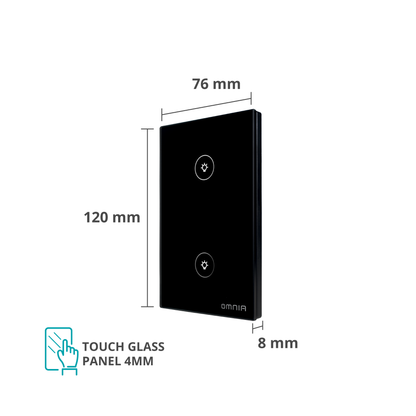 Apagador Inteligente Omnia Híbrido WiFi/RF Negro- 2 Vías