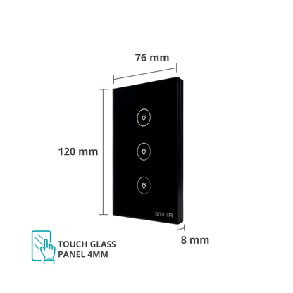 Apagador Inteligente Omnia Híbrido WiFi/RF Negro- 3 Vías