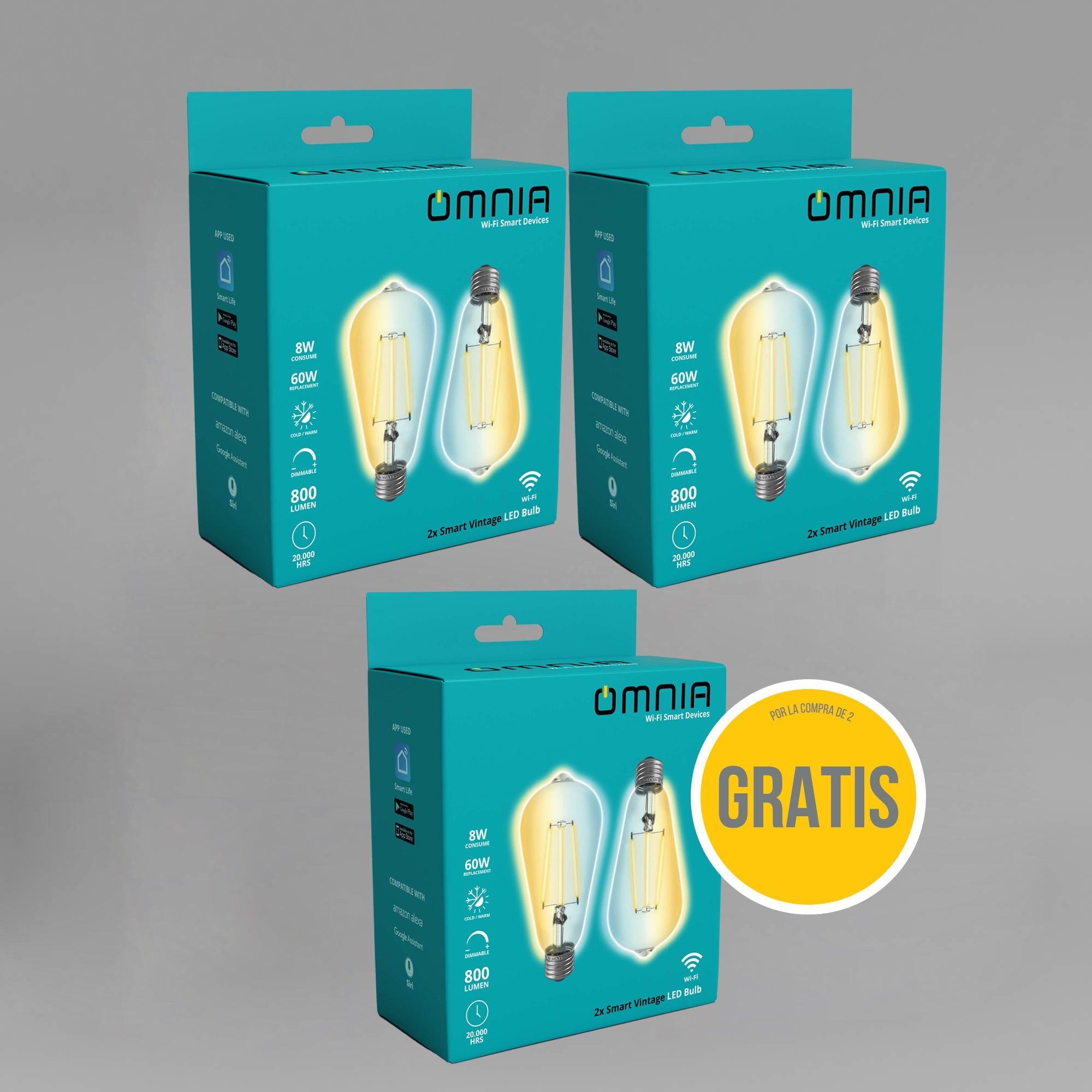 Combo 2: 2 Bombillo Led Vintage X2 + 1 Gratis Omnia