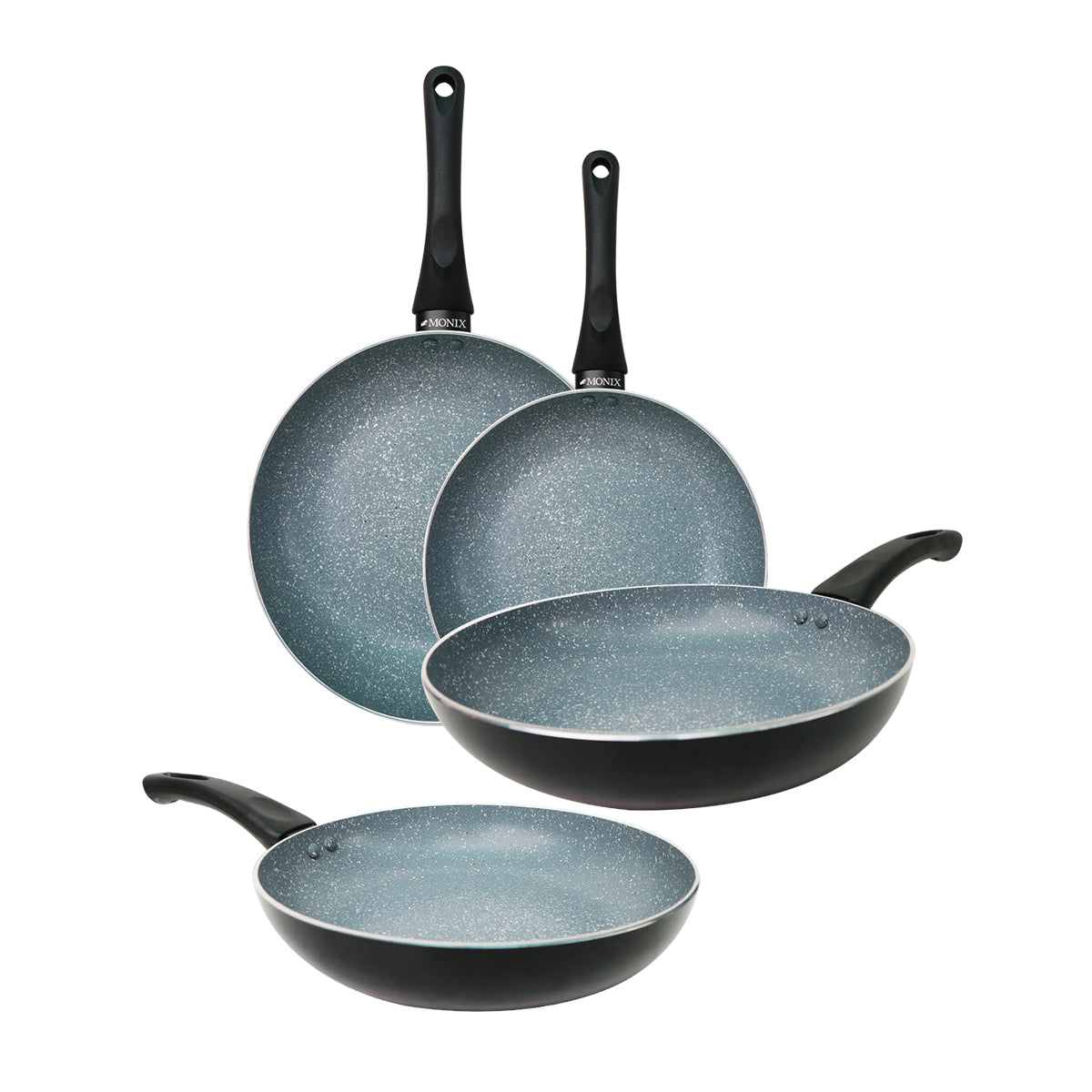 Set de Sartenes Monix Inducción Clásica Mármol Negro- 4pzs