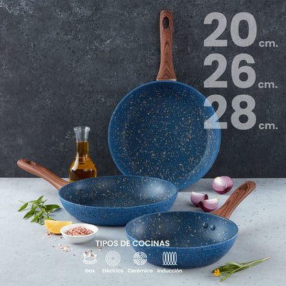 Set de Sartenes Monix  Granito Azul - 3pzs