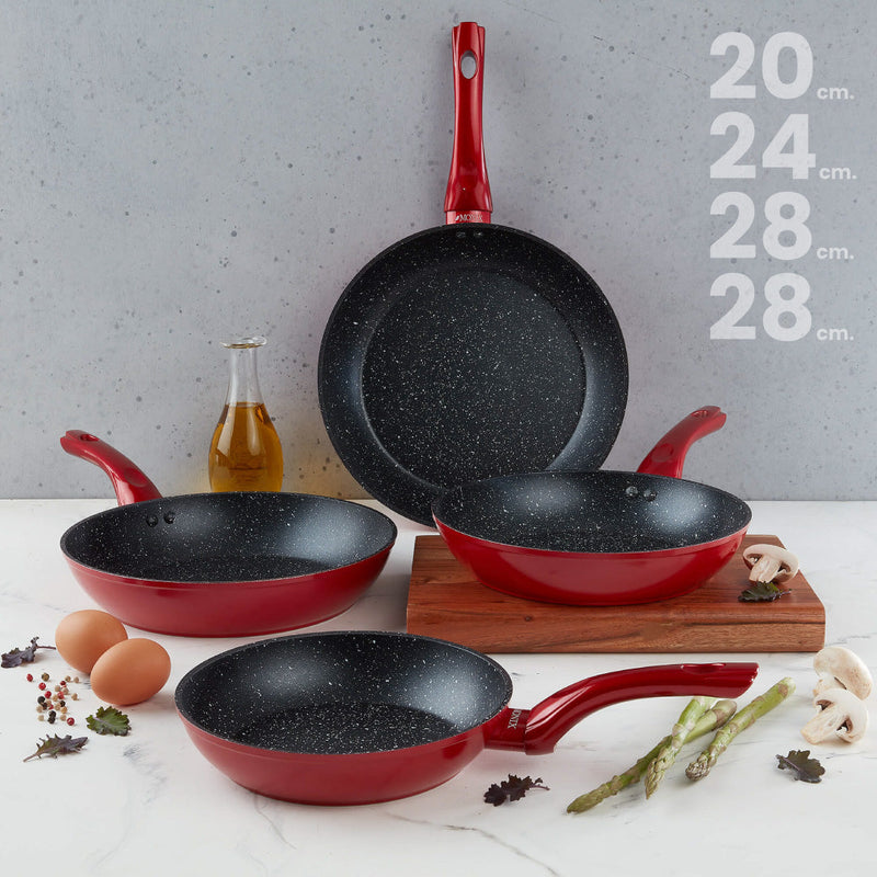 Set de Sartenes Monix Mármol Rojo - 4 pzs